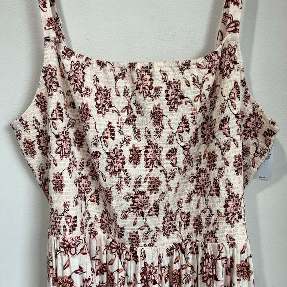 Old Navy Floral Smocked Midi Dress XXL NWT Sleeveless Spring Boho Cottagecore - Picture 4 of 10